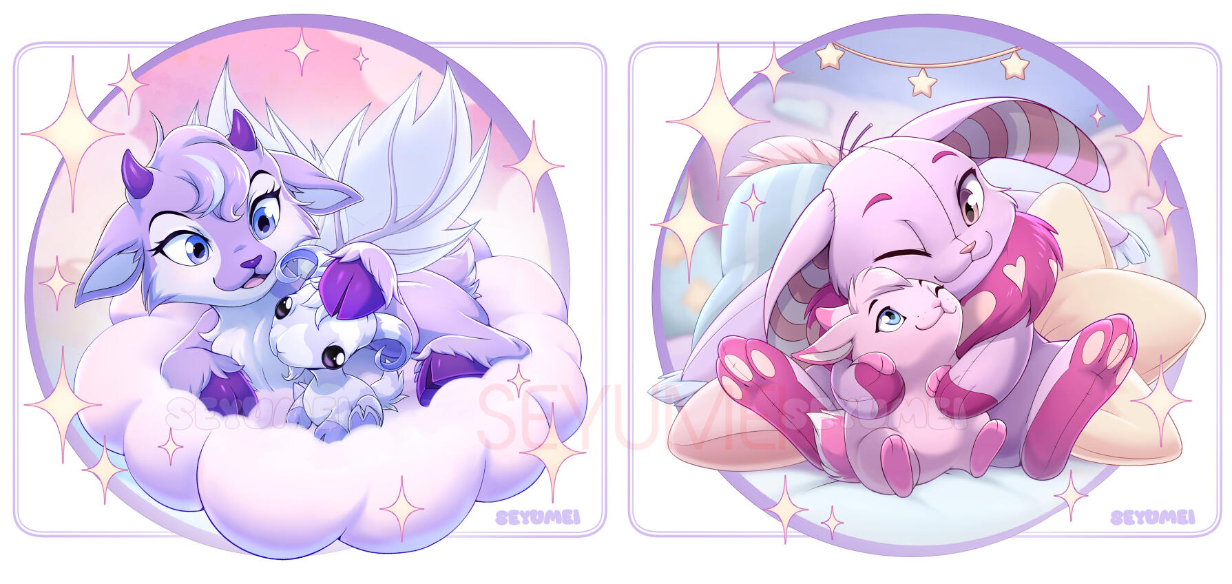 Fanart of Ixi and Cybunny from Neopets
