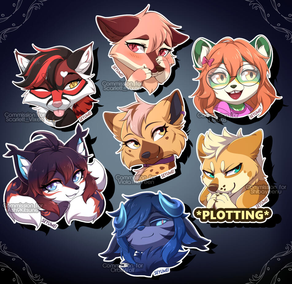Group of digital chibi headshot commissions (done 1-2 days after ANW)