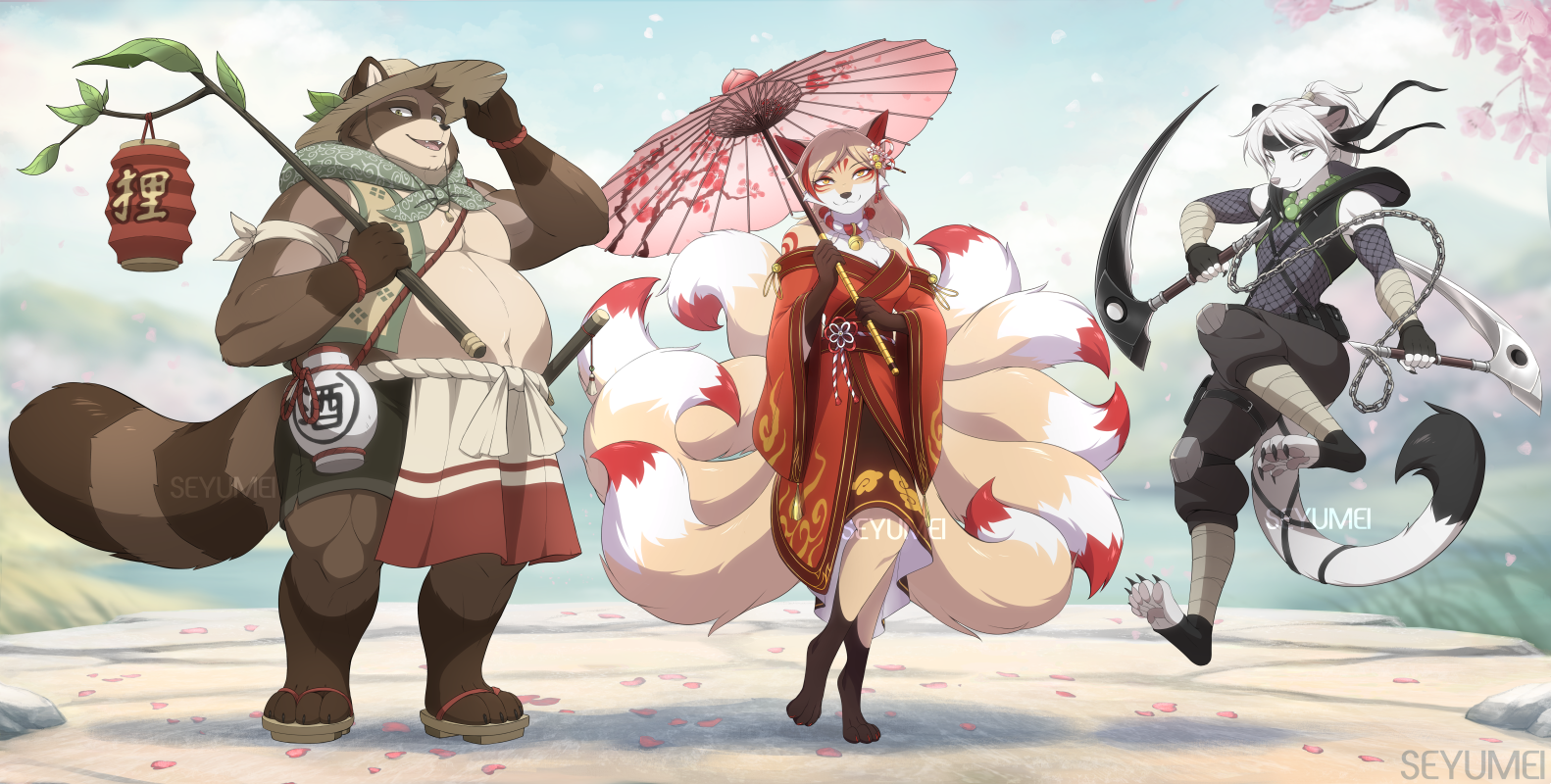 Japanese yokai as anthro characters